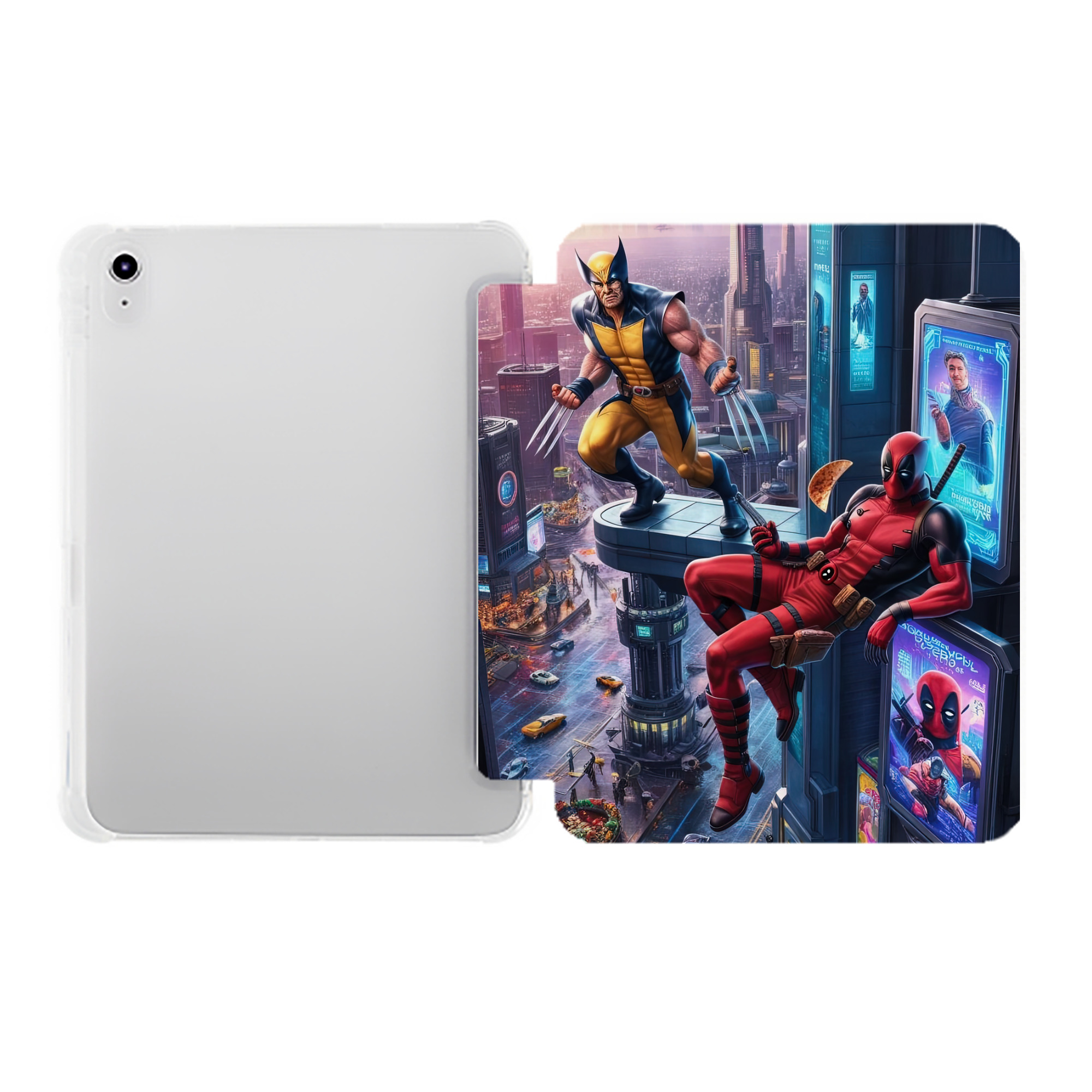 （画像用） Deadpool デッドプール IPad ケース ペン収納付き 三つ折りスタンド PUレザー×シリコン 対応機種9.5/10.5/10.9インチ